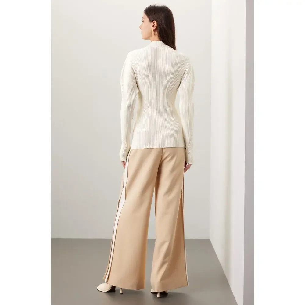 A.L.C. Noa Cream Ribbed Knit Zip Up Cardigan Sweater Size Large - Picture 3 of 12